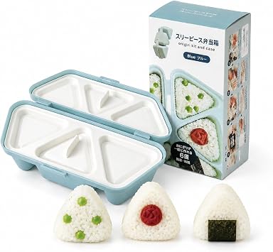 6 Cavity Triangle Onigiri Mold, Rice Ball Maker, Make 6 Rice Balls at Once, Multifunctional Sushi Mold and Musubi Press, Sushi Maker for Onigiri, Nigiri and Kimbap Blue