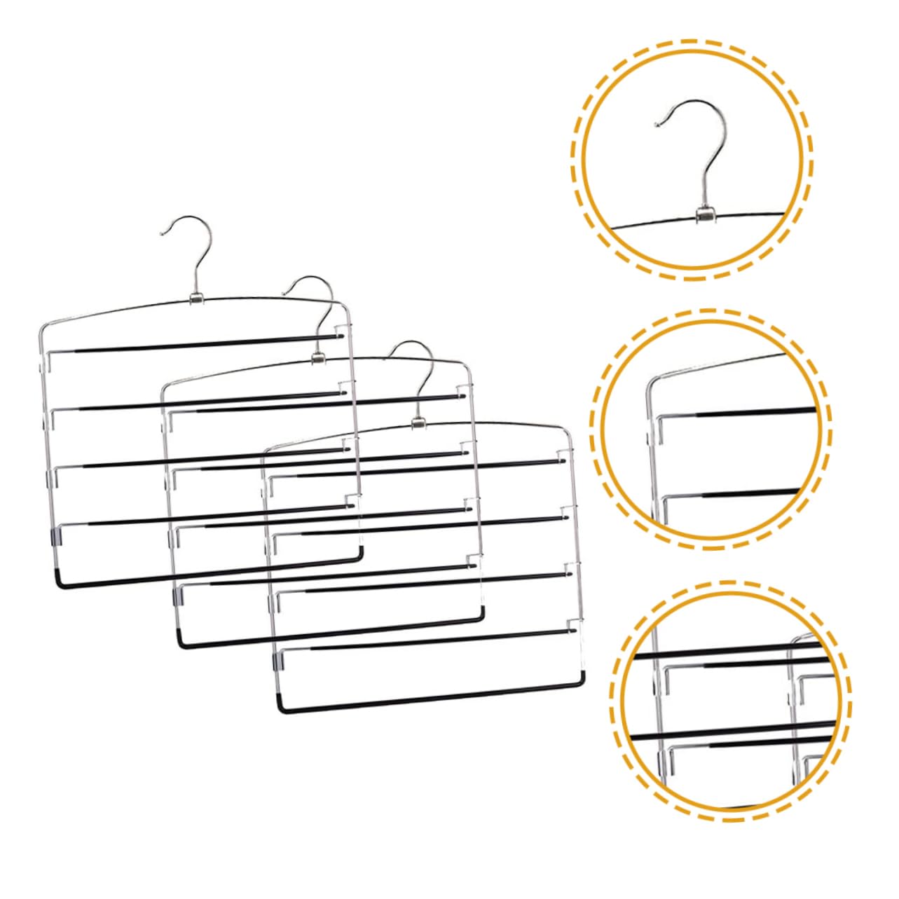 OUNONA 3pcs Metal Skirt Hangers Space Saving Pants Storage Rack for Skirts Jeans Dresses Design for Closet Organization