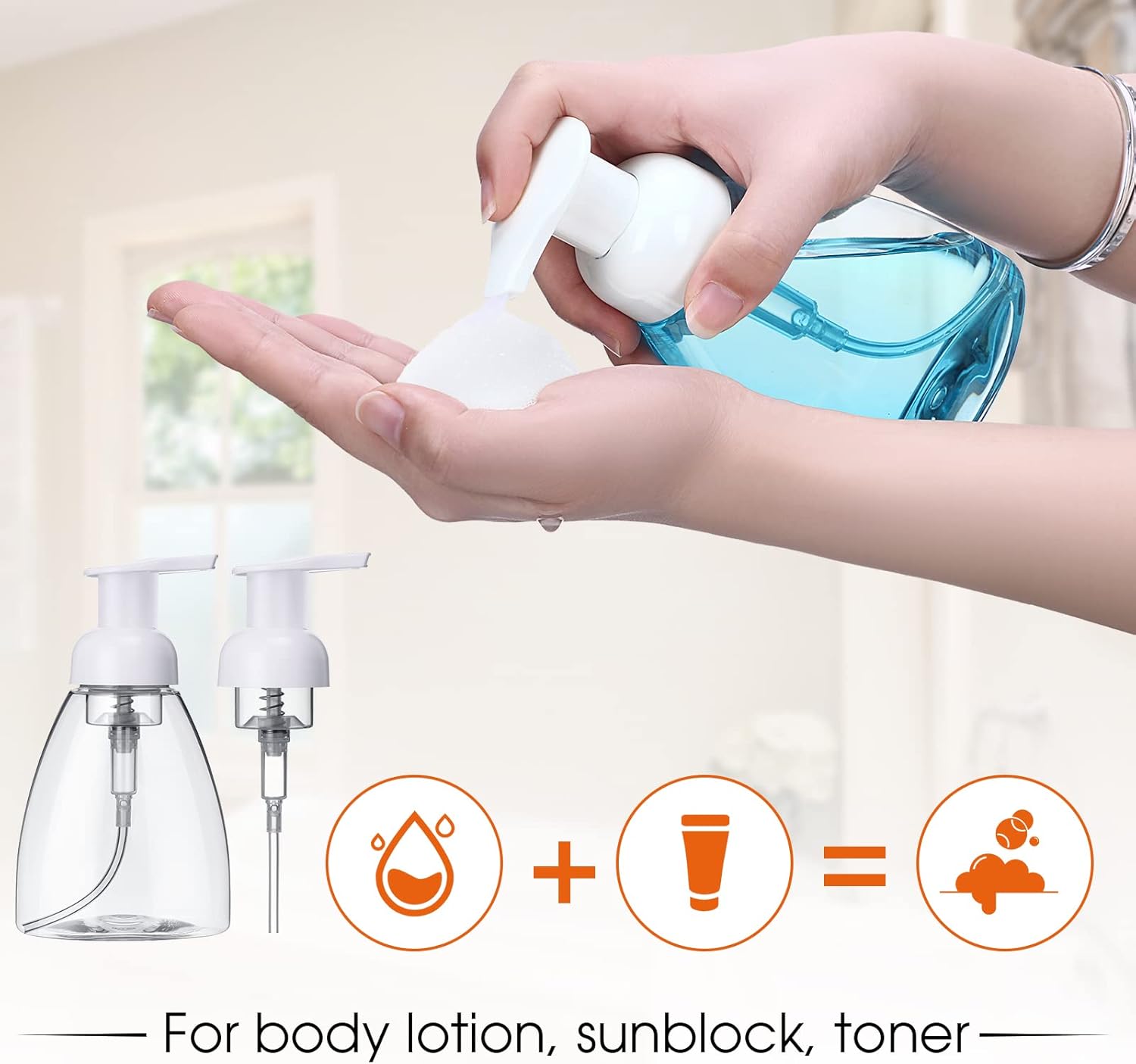 12 Pcs eBoot Foaming Soap Dispenser Foaming Pump Bottle Travel Hand Soap Pump Foam Dispenser Bottle Plastic Press Bottles Empty Refillable Plastic Container for Liquid Shampoo (8 oz) - Image 3