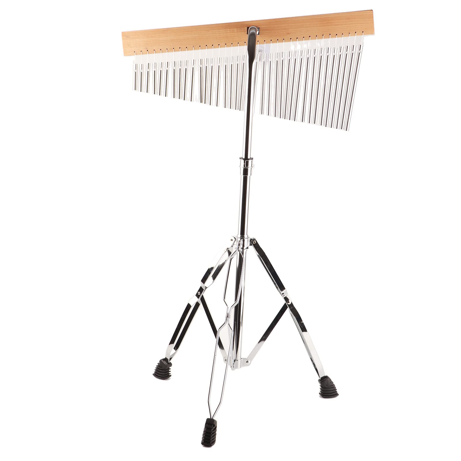 Akozon Campana de Viento de Aleación de Aluminio con Elegante Base de Madera Soporte TR Ajustable 36 Tonos para una Experiencia Melódica