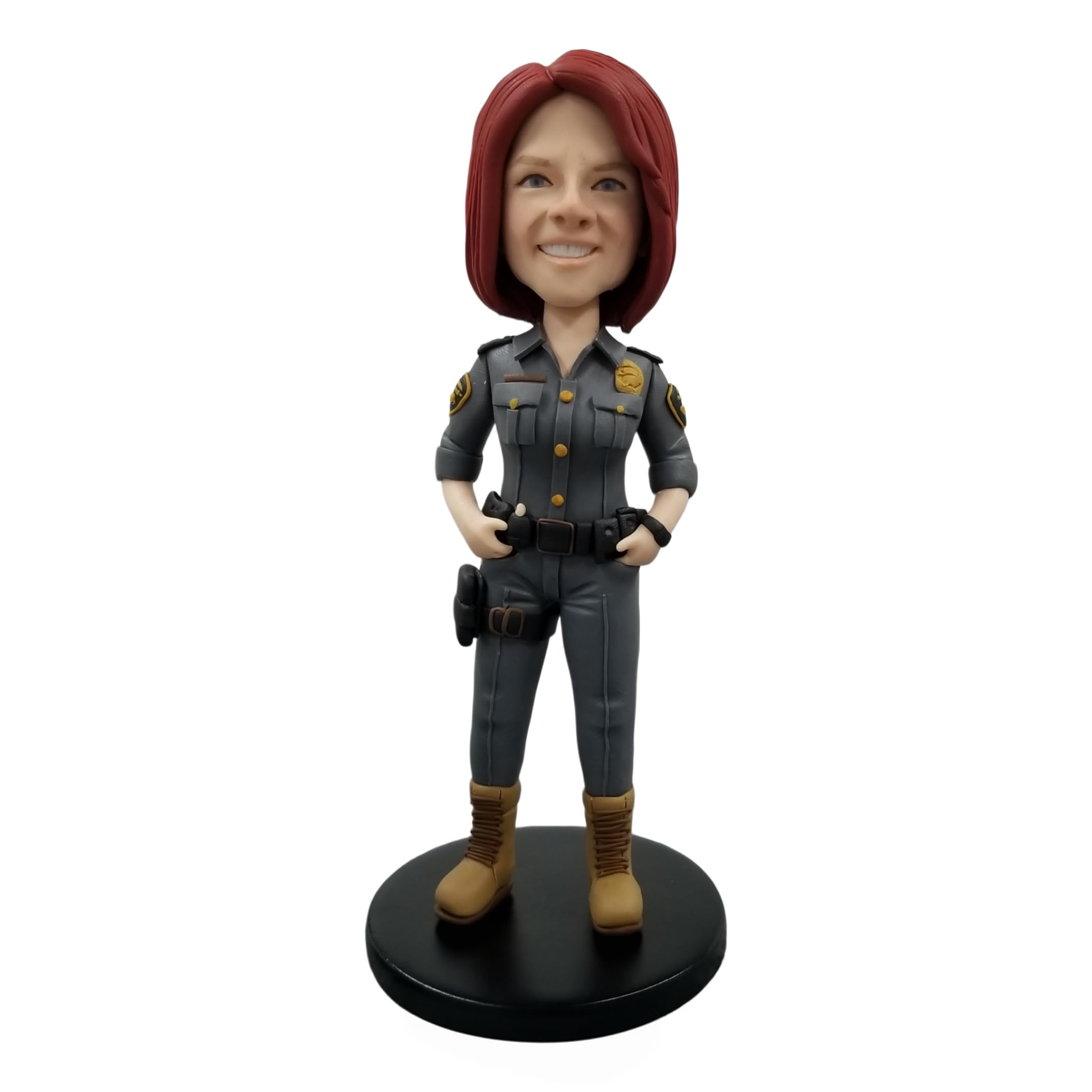 Bobblehead personalizado, figura 3D de foto de oficial de policía femenina, decoración personalizada de las fuerzas del orden, regalos para policías femeninas, adorno de escritorio de recuerdo