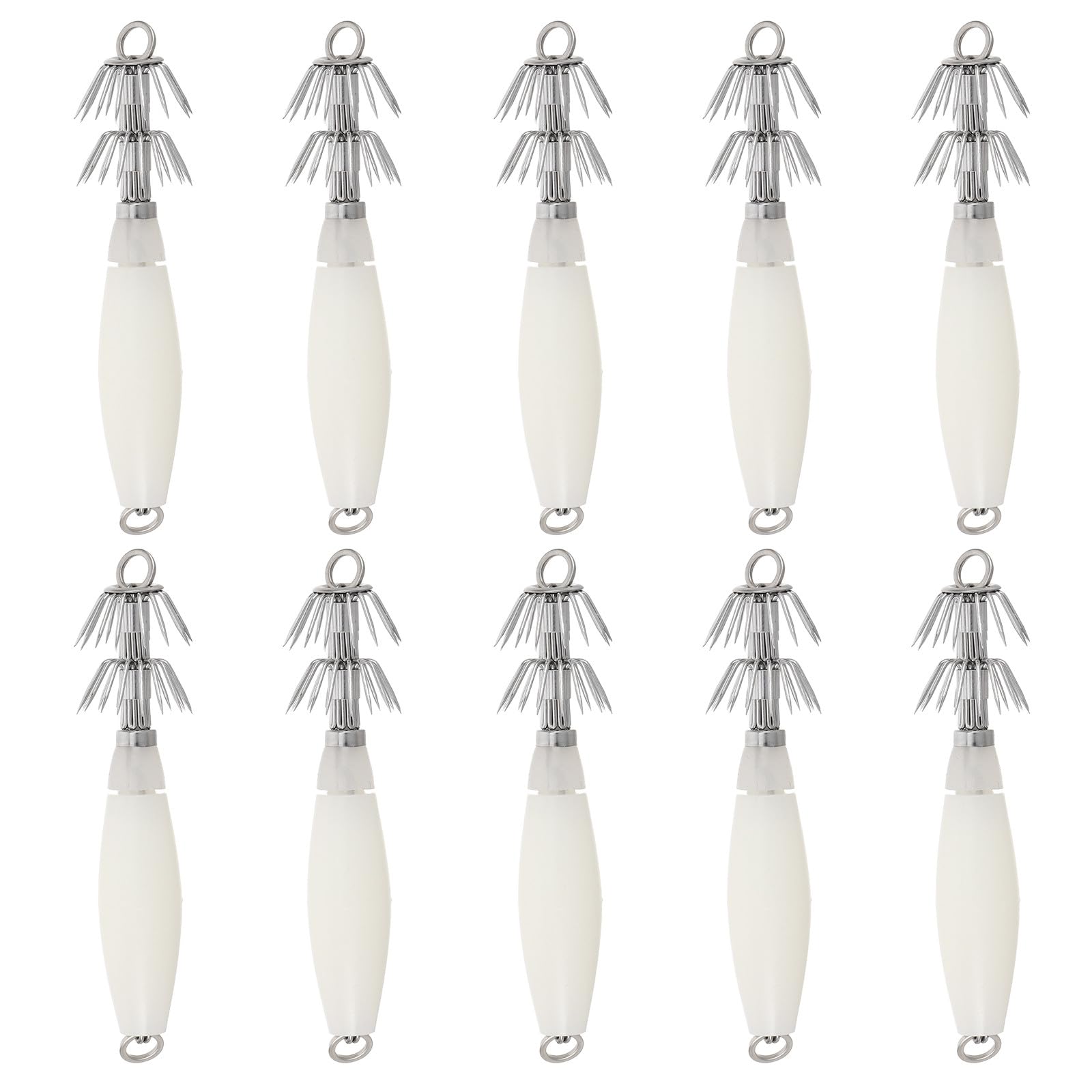 Toddmomy 10 anzuelos de Pesca Que Brillan en la Oscuridad - Cebo Luminoso para Pesca Nocturna - Cebo Duro Fluorescente para Calamar - Anzuelo para Sepia Que Brilla en la Oscuridad