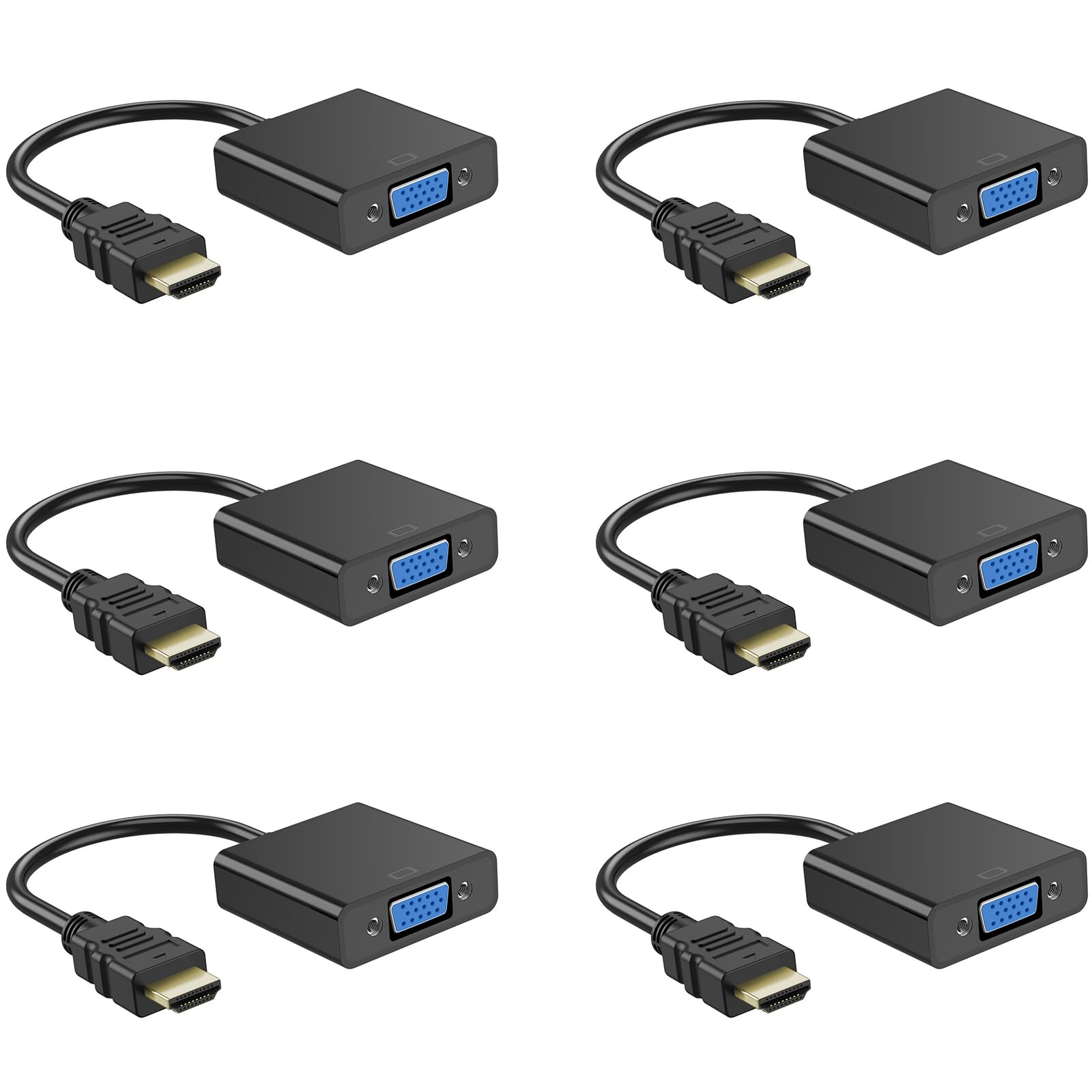 YGKSAA Half-Dozen HDMI to VGA Adapter, 6PCS HDMI to VGA Unidirectional Converter (Male to Female), Compatible with Computers, desktops, laptops, PCs,