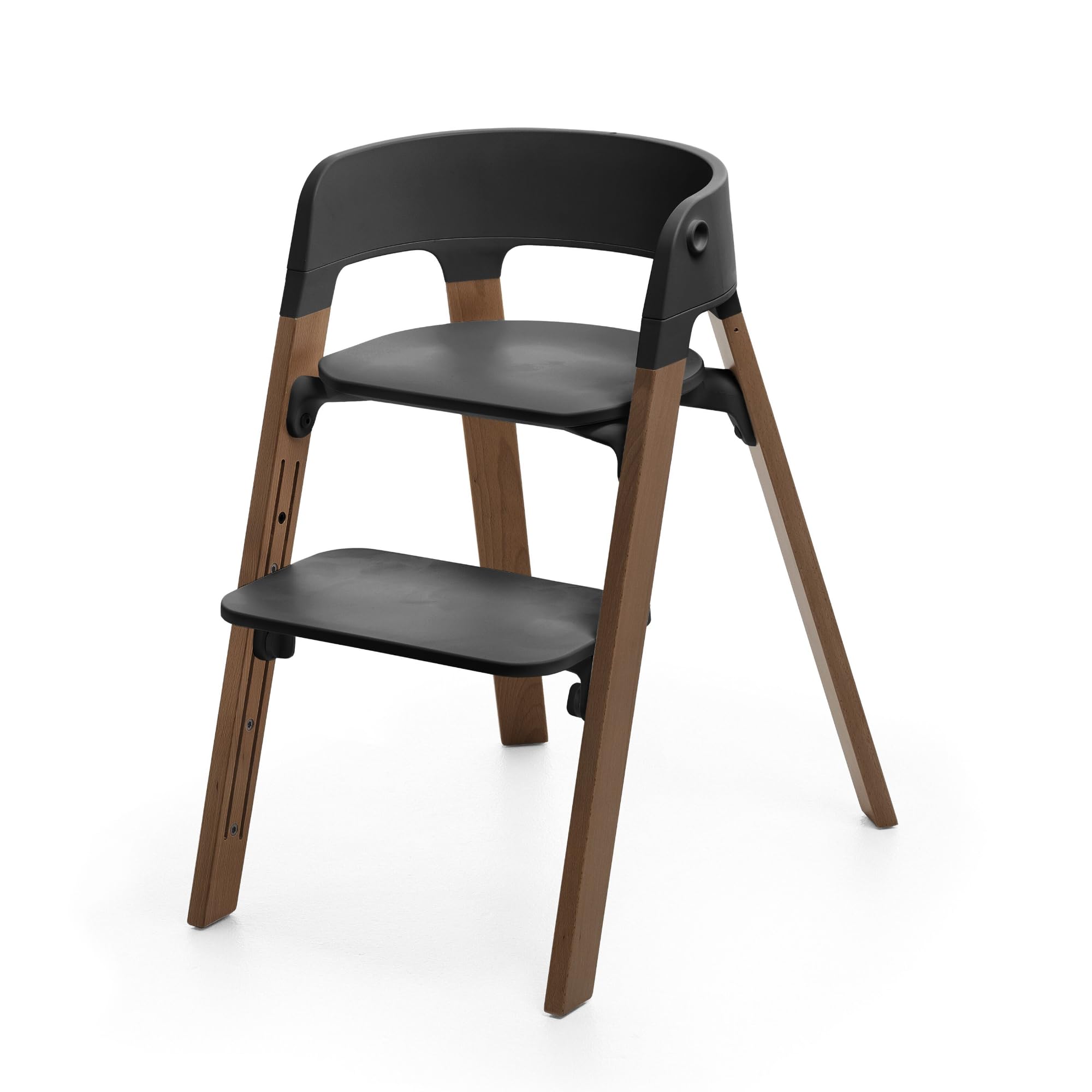Stokke Steps Chair - Golden Brown Legs, Black Seat - 5-in-1