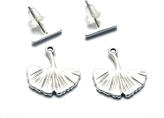 Ginkgo Biloba Leaf Ear Jackets - Silver Ginkgo Leaf Earrings - Cool Jacket Earrings - Dainty Bar Studs Geometric - Leaves Jewelry Nature