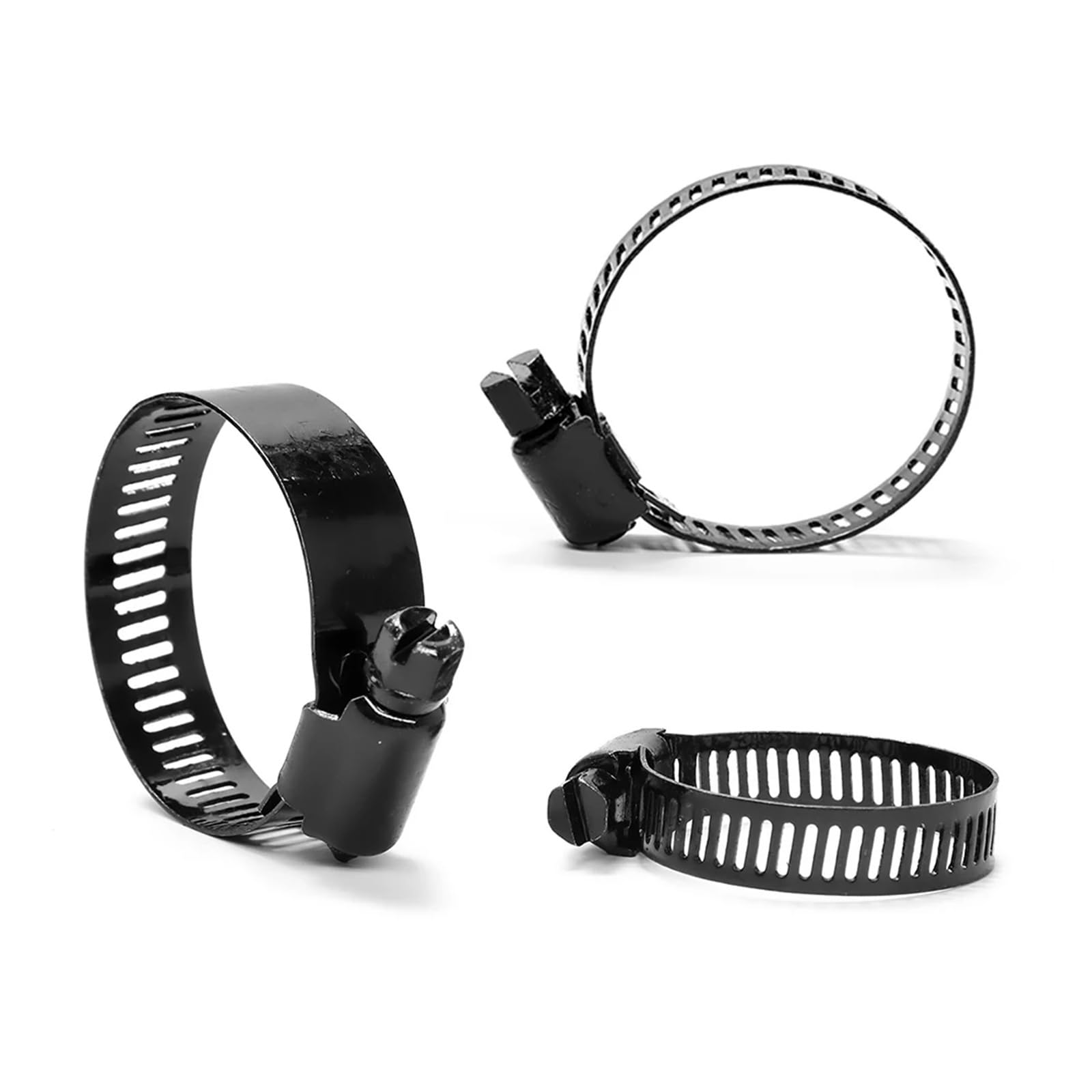 1~5 uds Clips de manguera ajustables abrazaderas de tubo de acero inoxidable negro 6~216mm abrazaderas de manguera de engranaje helicoidal for tuberías de agua y Gas(10-16mm 5pcs)