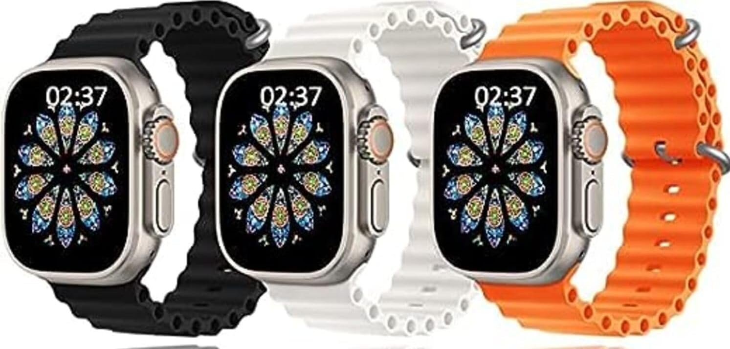 Kalpana's Ultra Band Compatible for Ultra Watch Band 49mm 44mm 45mm, Soft Silicone Adjustable Loop Titanium Buckle Sport Strap for Watch Series Ultra SE 8 7 6 5 4 3 2 Women Men(pack of 3, Only Strap WATCH NOT INCLUDED )