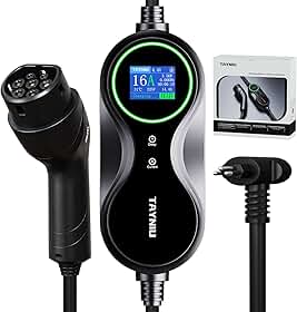 TAYNIU Infinity Carregador para Carro Elétrico Portátil 3.5KW 8-16A Cabo de 5M Tipo 2 Carros Elétricos e Híbridos,Uso interno/externo Com BYD Volvo, Plug Macho 3 Pinos 20A Envio de São Paulo, Brasil