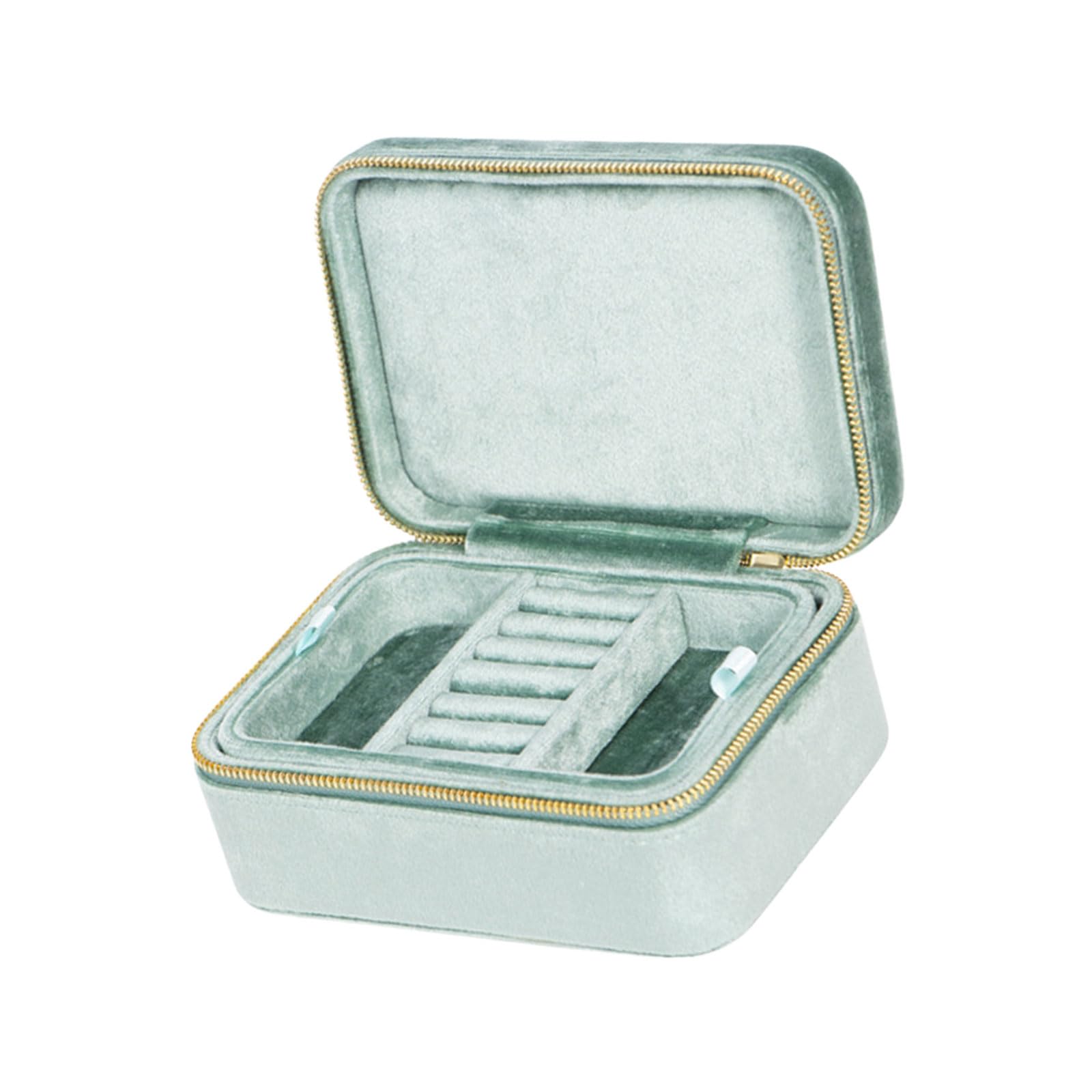 Boîte de rangement à bijoux en velours compacte pour coiffeuse ordonnée et voyage chic