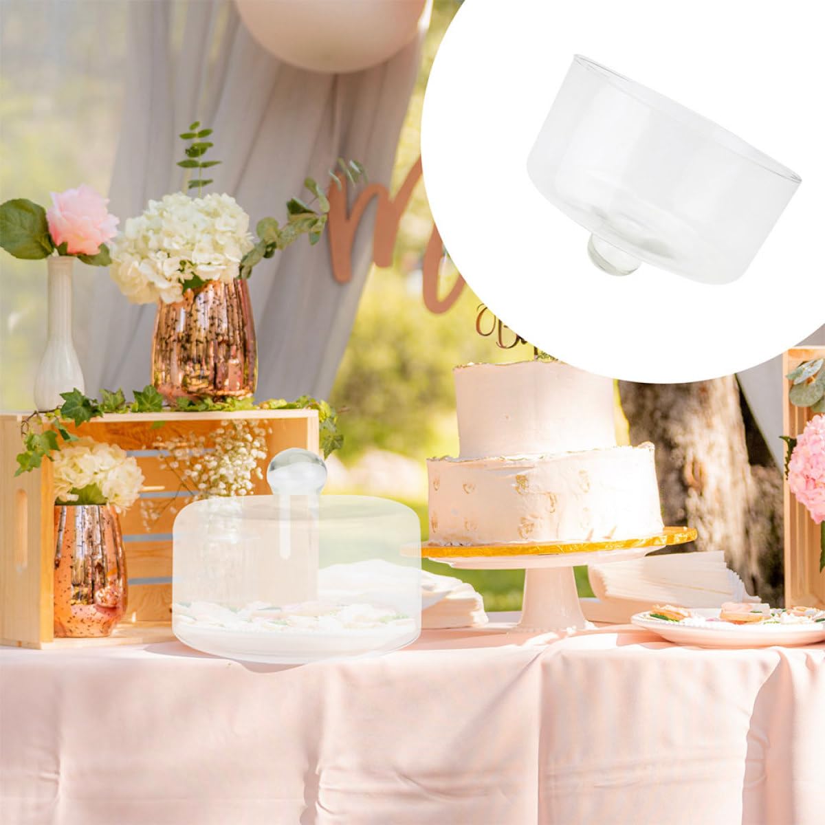 Cloche Verre Couvercle à Gâteau en Verre Protection Réutilisable pour Desserts et Buffets Facile à Utiliser