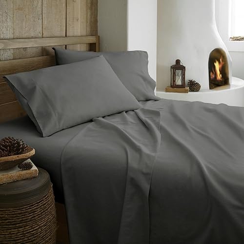 Miniatura 1 de Juego de sábanas de franela 100% orgánica, tamaño California King, con certificado GOTS, 100% algodón con cómodo acabado cepillado suave y bolsillo