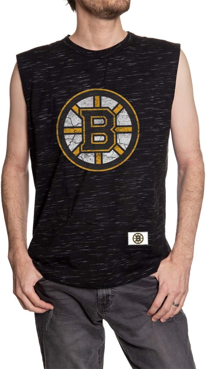 Calhoun NHL Men's Team Logo Crew Neck Space Dyed Cotton Sleeveless T-Shirt