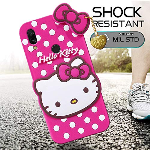 Image of Unirock Hello Kitty Back Case Cover for Redmi Y3| 3D Cute Hello Kitty Case |Soft Silicone Rubber Back Cover with Pendant Kitty Cover for Redmi Y3 (Pink)