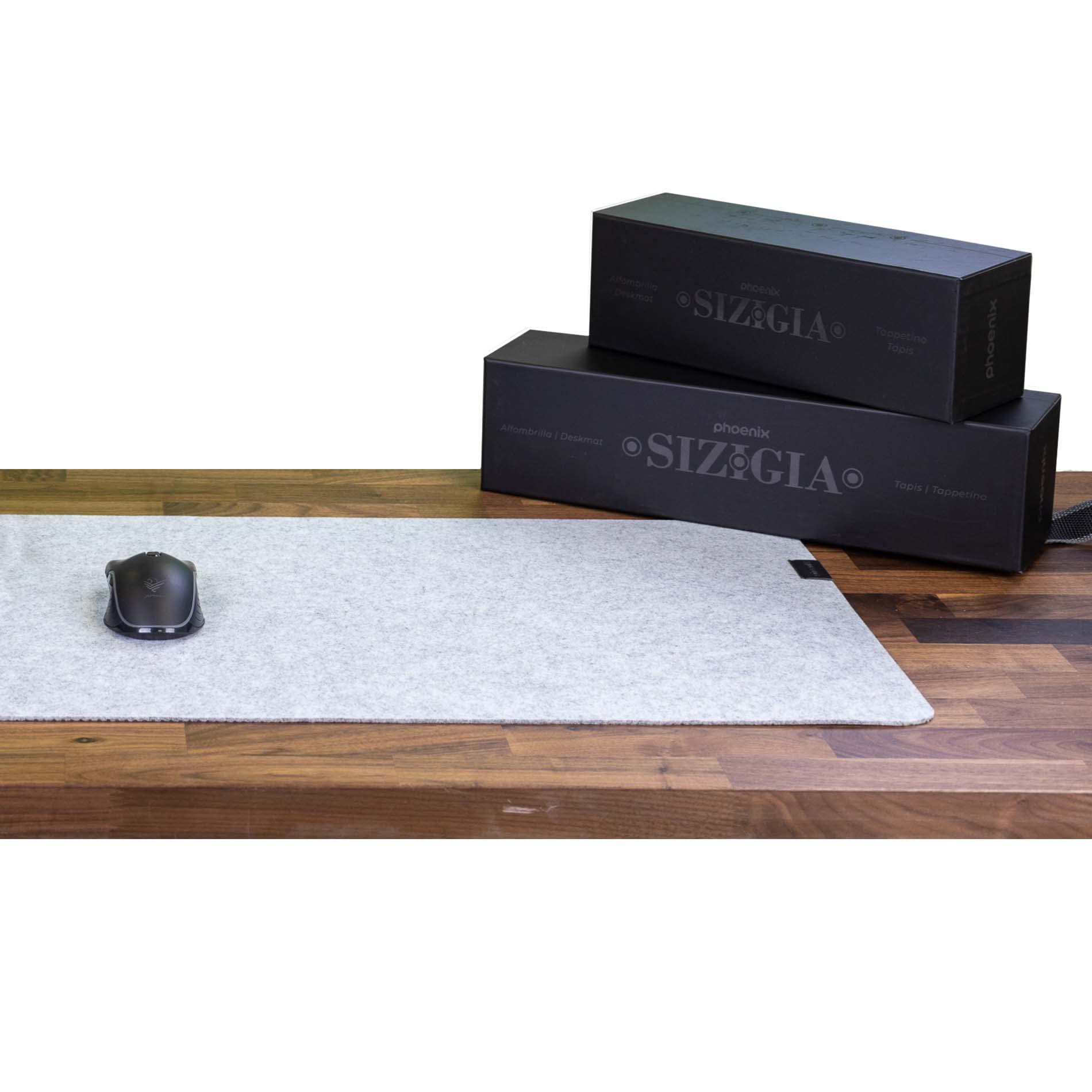 Phoenix Sizigia Alfombrilla Premium de Fieltro Extendida X-Large | Base Antideslizante | Superficie Suave y Resistente | Protección de Escritorio para Teclado y Ratón | Gris