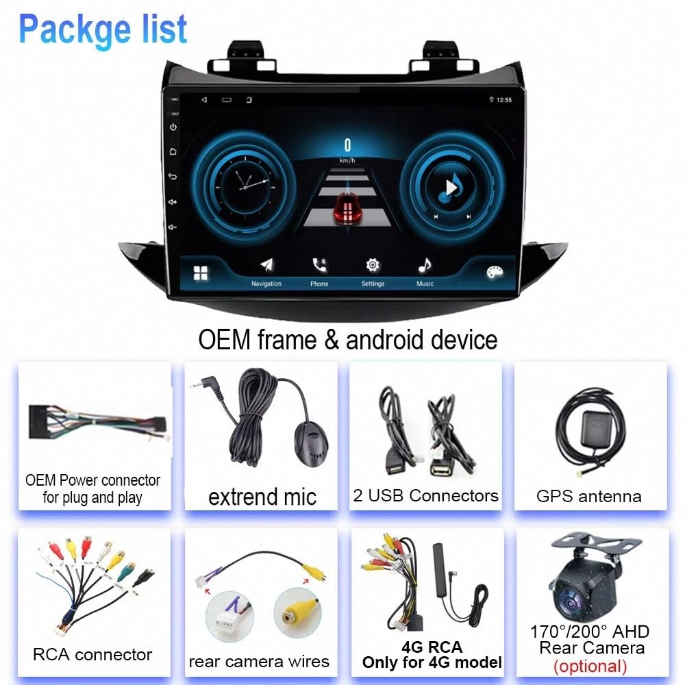 Ekran Carplay dla Chevrolet Tracker Trax 2016-2019 Z Bluetooth, Fm, Aux, Nawigacją Mapową Oraz Asystentem Głosowym Siri; Obsługa Aux/Airplay/Fm, 8 Rdzeń 8G+256G