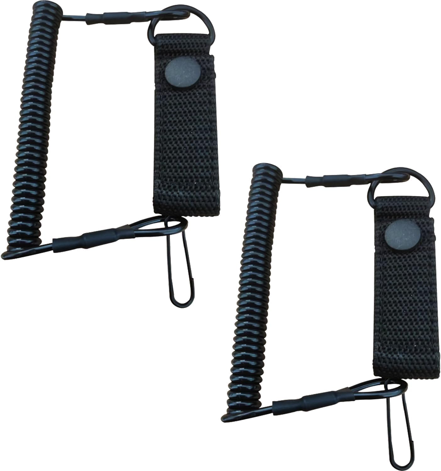Paquete de 2 cordones elásticos de seguridad con mosquetón, cordón elástico táctico reutilizable en espiral resistente para pesca, senderismo, escalada, camping y actividades al aire libre