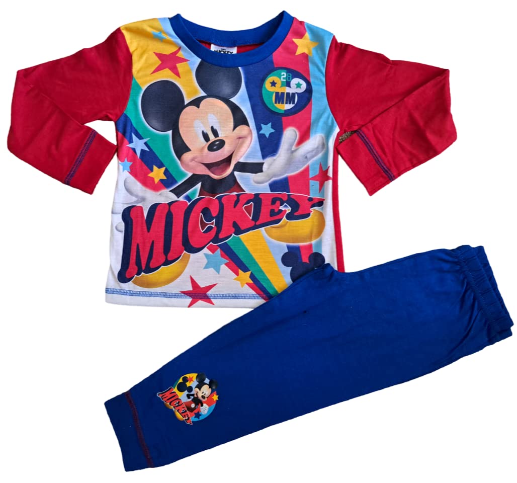 Disney Boys Mickey Mouse Long Length Pyjamas Age 18-24 Months Red