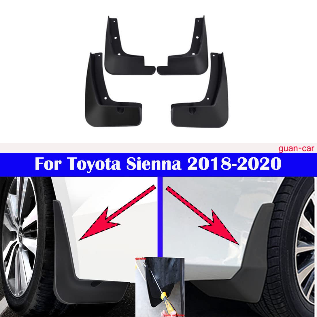 Auto parafango parafanghi paraspruzzi parafango nuovo per Sienna 2018 2019
