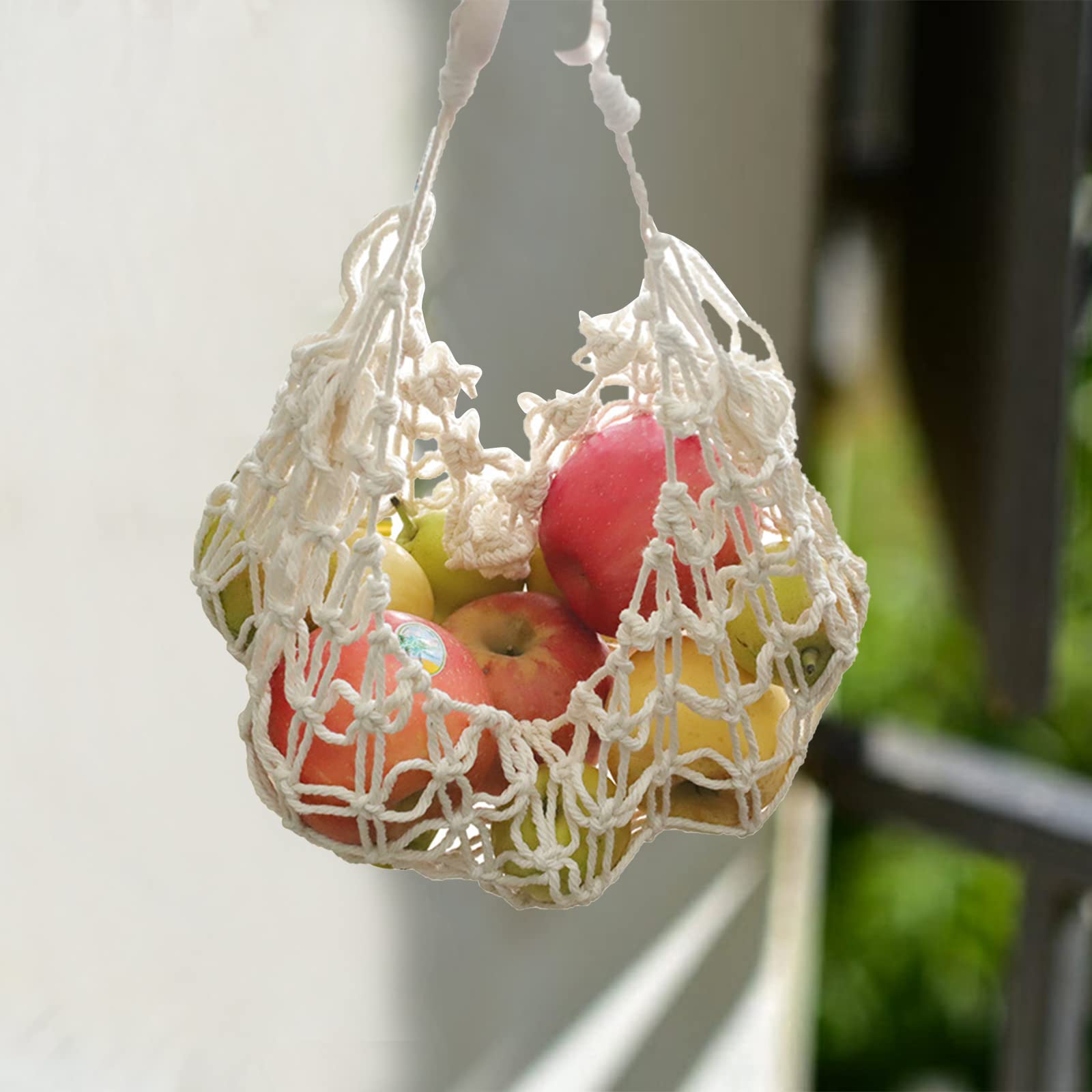 RESOYE 2 x Makramee-Obst-Hängematte für Unterschrank, handgewebte Bananenfrüchte-Halter, Produzieren von Obst und Gemüse, Hängematte für Zuhause, 