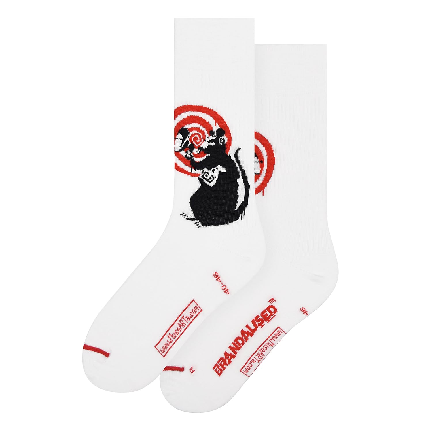 Musearta Unisex White Bl-Rr-01-40-46 Banksy Graffiti Radar Council Painting Cotton Socks Size 6-11, 40-46