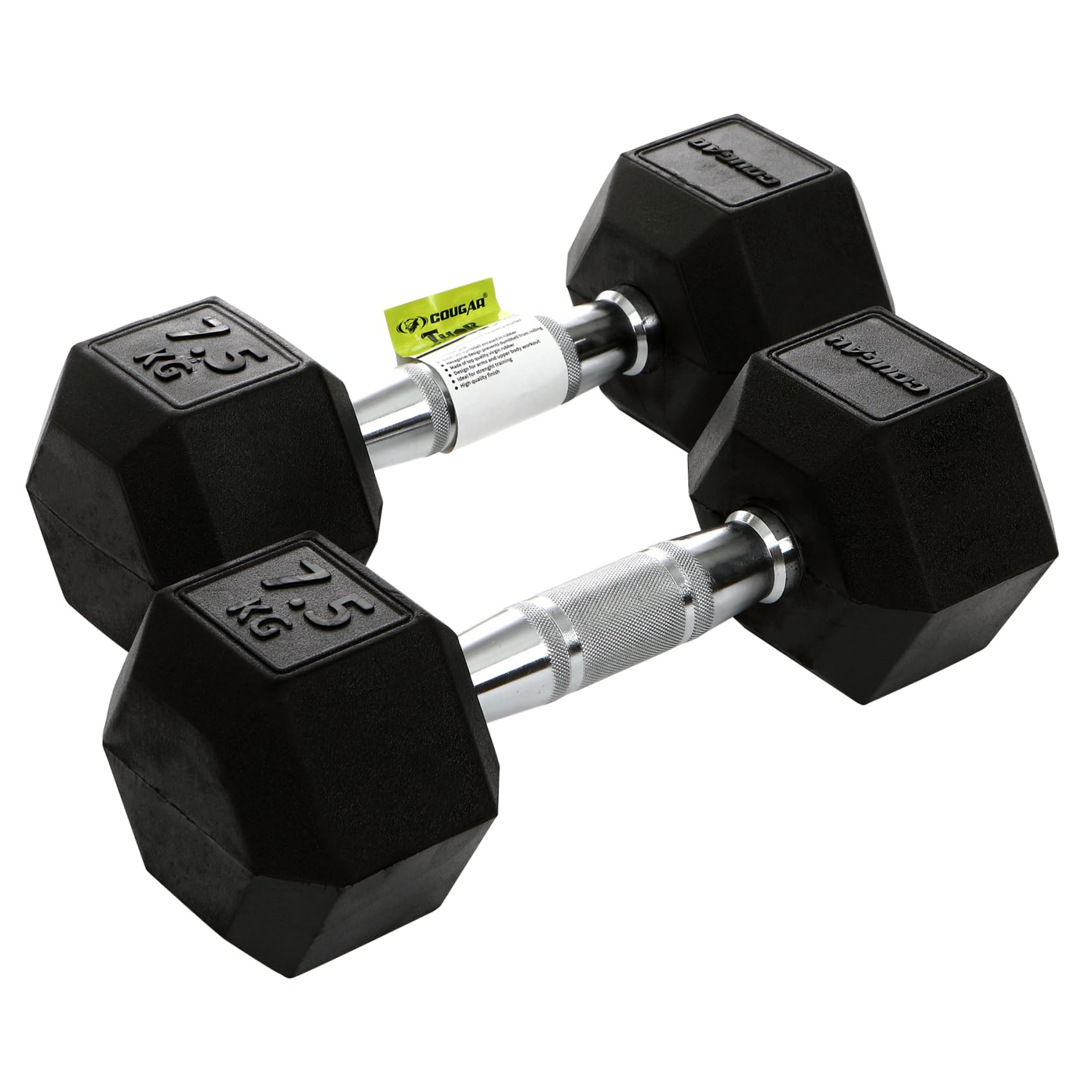 Cougar Hexa Dumbbells, Rubber Coated Hex Dumbbell Set, 1 set of Dumbbell Set For Home Gym Exercise & Fitness-(7.5 Kg x 2 Pcs) Black (B09M3VQ9J2) Amazon Price History, Amazon Price Tracker