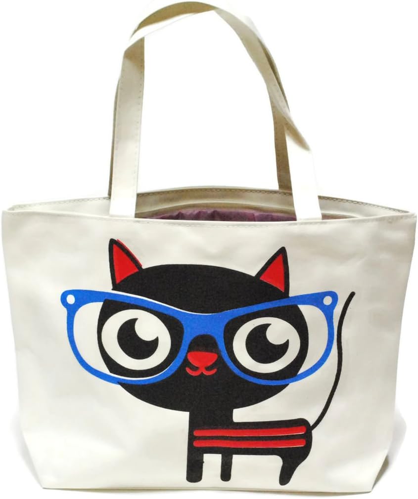 Lupangs Eco Friendly Multipurpose 13 Inch Fashion Tote Bag with Zipper, Cutie Cat