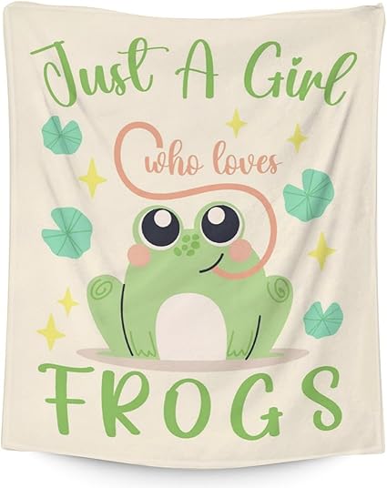 Frog Blanket Gifts - 60x80 Inches Cute Throw for Girls - Green Soft Fuzzy Blankets for Bed, Couch & Living Room