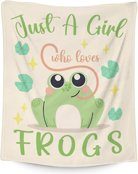 Frog Blanket Gifts - 60x80 Inches Cute Throw for Girls - Green Soft Fuzzy Blankets for Bed, Couch & Living Room