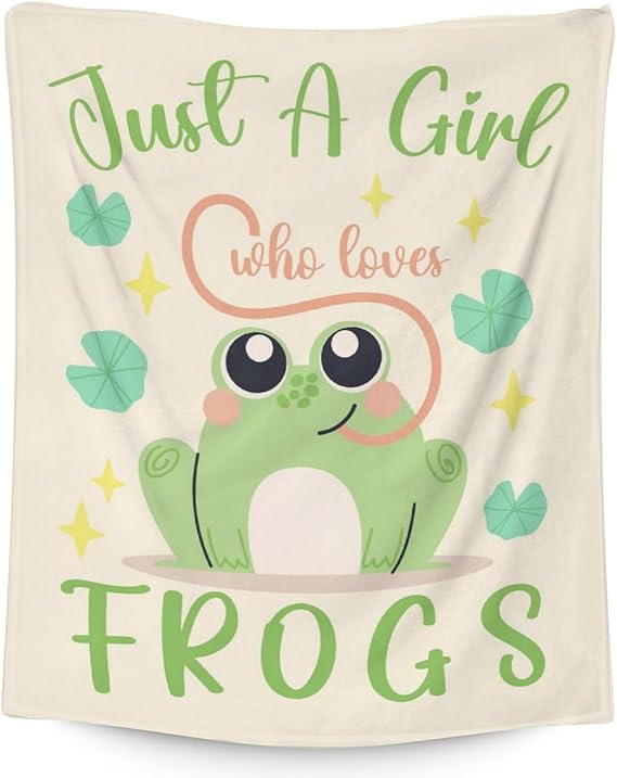 Frog Blanket Gifts - 60x80 Inches Cute Throw for Girls - Green Soft Fuzzy Blankets for Bed, Couch & Living Room
