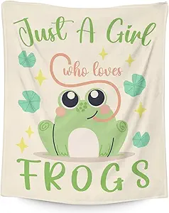 Frog Blanket Gifts - 60x80 Inches Cute Throw for Girls - Green Soft Fuzzy Blankets for Bed, Couch & Living Room