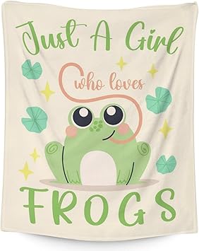 Frog Blanket Gifts - 60x80 Inches Cute Throw for Girls - Green Soft Fuzzy Blankets for Bed, Couch & Living Room