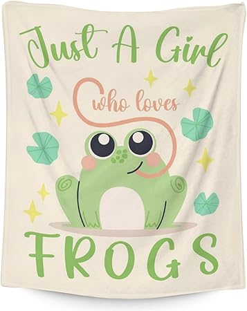 Frog Blanket Gifts - 60x80 Inches Cute Throw for Girls - Green Soft Fuzzy Blankets for Bed, Couch & Living Room