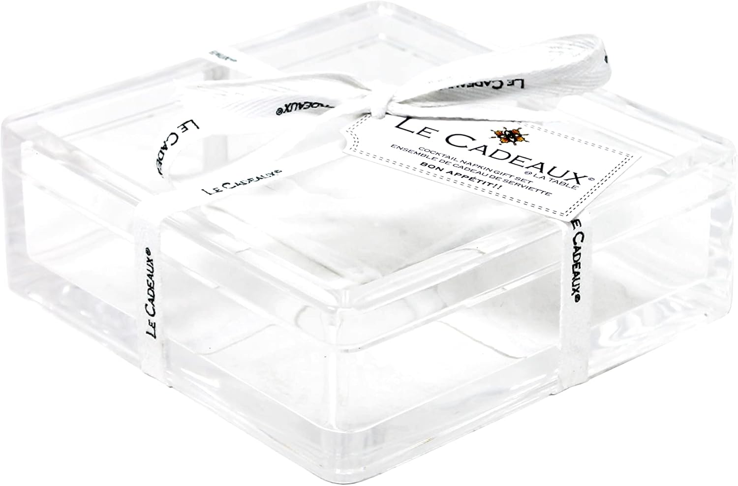Le Cadeaux Patterned Paper Cocktail Napkins (pack of 30) in Acrylic Holder Gift Set, Palermo