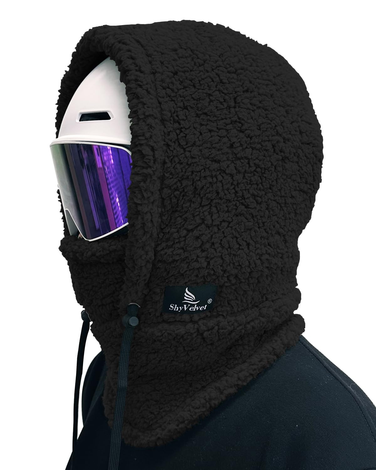 Shy Velvet Sherpa Hood Ski Mask Wind-Resistant Balaclava Winter Fleece Ski Mask for Men and Women