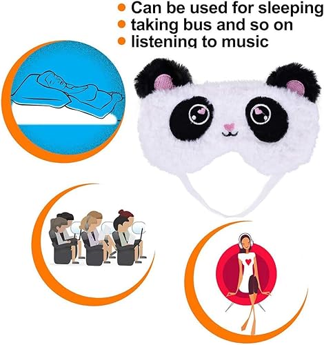 Miniatura 7 de Máscara para Dormir de Panda Tierna, Antifaz de Felpa Suave y Esponjosa, Máscara de Sueño de Animal Divertida y Novedosa, Cubierta de Ojos para
