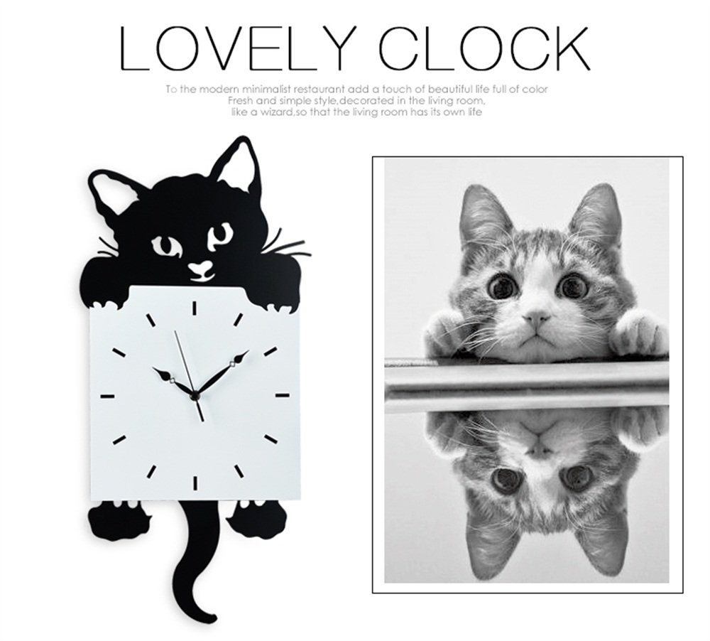 SIMONE 壁掛け時計 ホワイト　猫 シモーネの猫時計復刻版 Simone Wall Cat Clock : Hot'n Cool