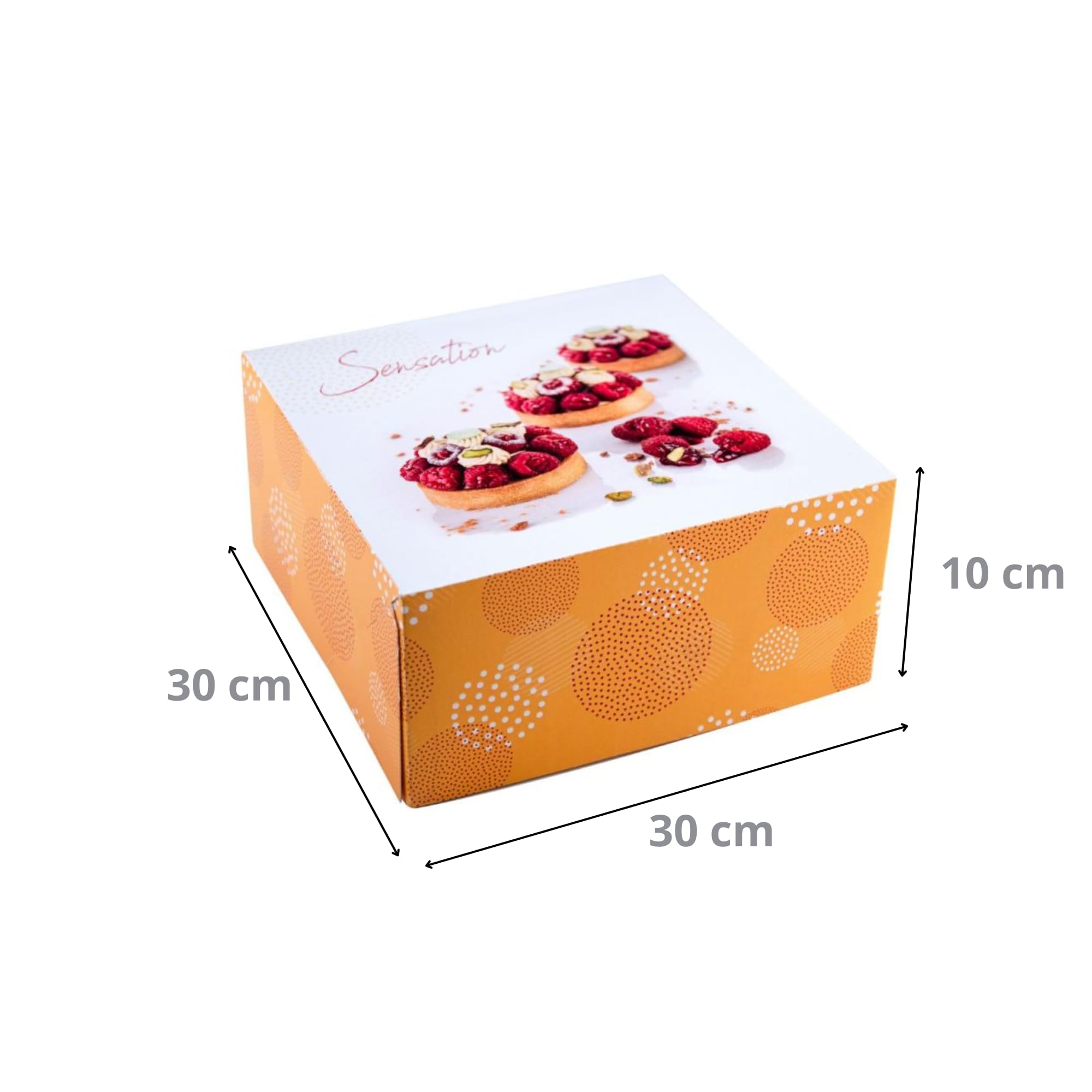 Genérico 50 cajas pasteleras blancas decoradas en cartón – perfectas para tartas, tartas, pasteles y magdalenas, disponibles en diferentes tamaños (30 x 30 x 10 cm)