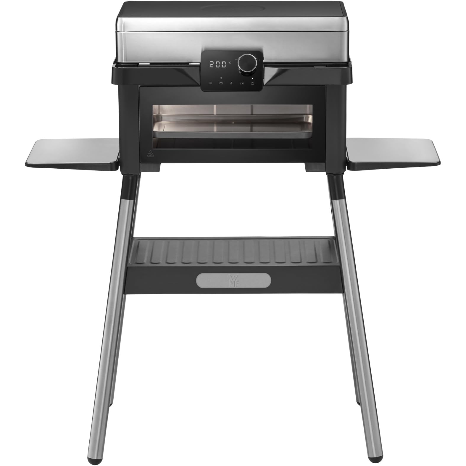 WMF Barbecue électrique Profi Plus Urban Master pour cuisine d'extérieur – Barbecue sur pied jusqu'à 340 °C, barbecue 2-en-1 sans gaz pour balcon avec four jusqu'à 200 °C