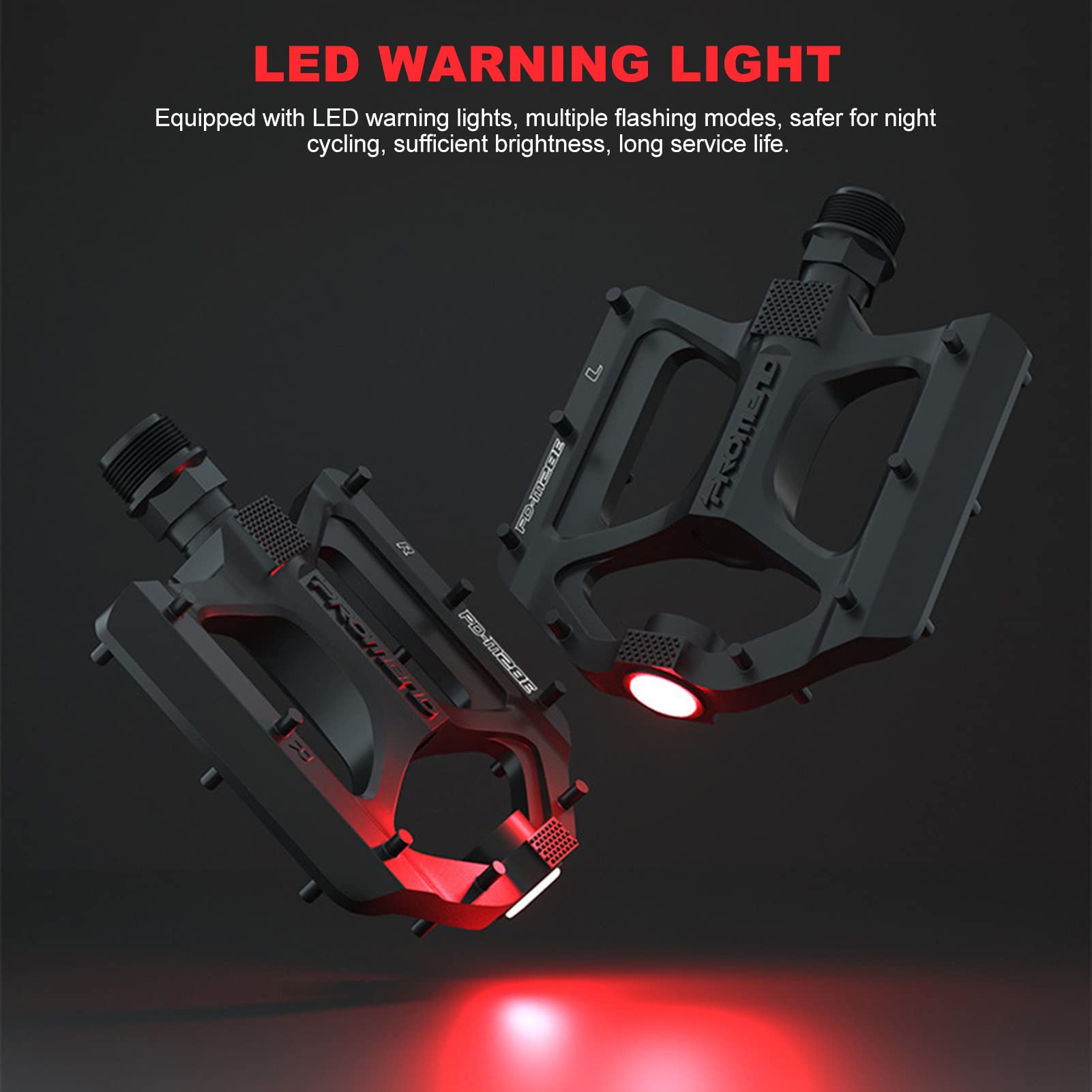 yupeuooe Mountainbike-Pedale | -Fahrradpedale mit LED-Leuchten - Anti-Rutsch-Flachradpedale
