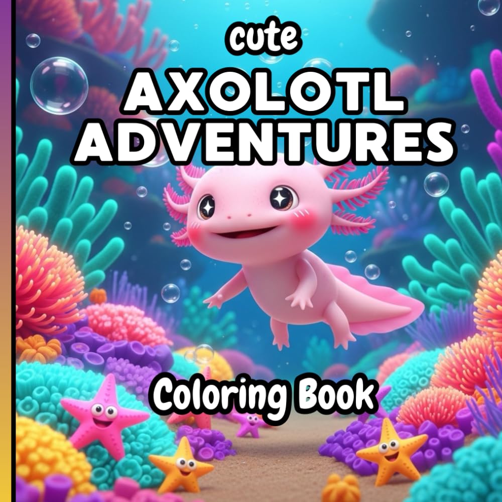 Axolotl Coloring Book for Kids: 50 Fun and Cute Axolotl Coloring Pages for Boys and Girls
