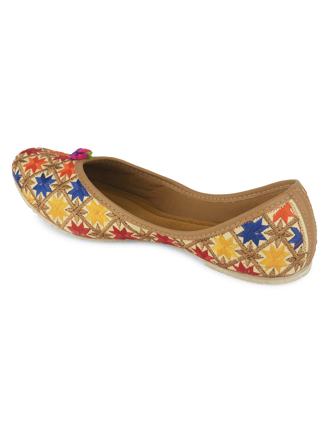 DesiColour Punjabi Jutti Belly Mojari Khussa for Party Wedding for Women Girls-Phulkari Star (Numeric_4) Multicolour 4