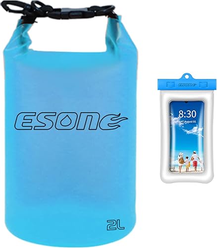 Bolsa seca impermeable para mujeres y hombres, 2L5L10L15L20L Roll Top ligero transparente bolsa de almacenamiento seco mochila con funda de teléfono