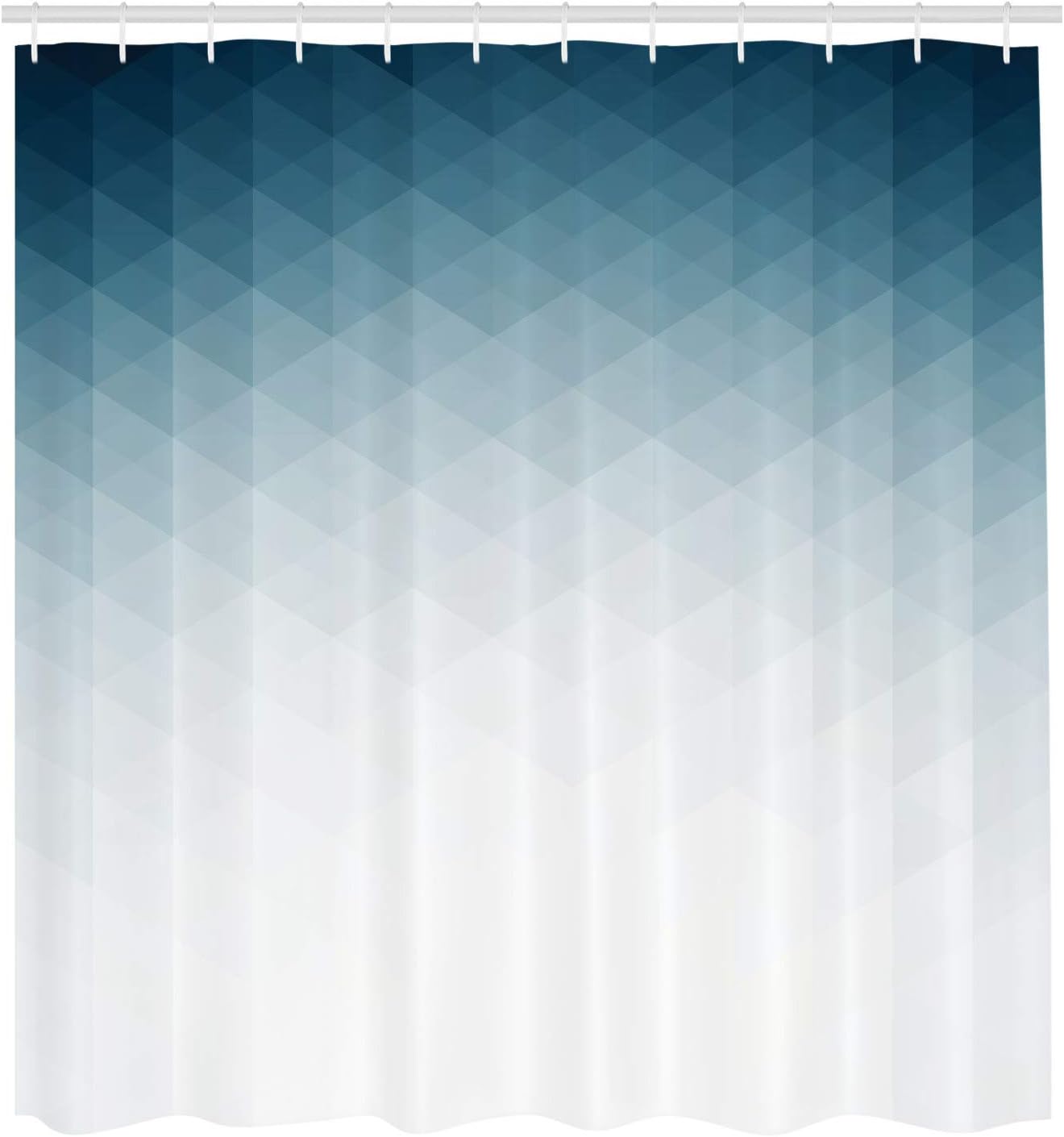 Ambesonne Geometric Shower Curtain, Ombre Geometric Triangle Shape by Digital Gradient Modern Retro Style, Cloth Fabric Bathroom Decor Set with Hooks, 70" Long, Sea Blue