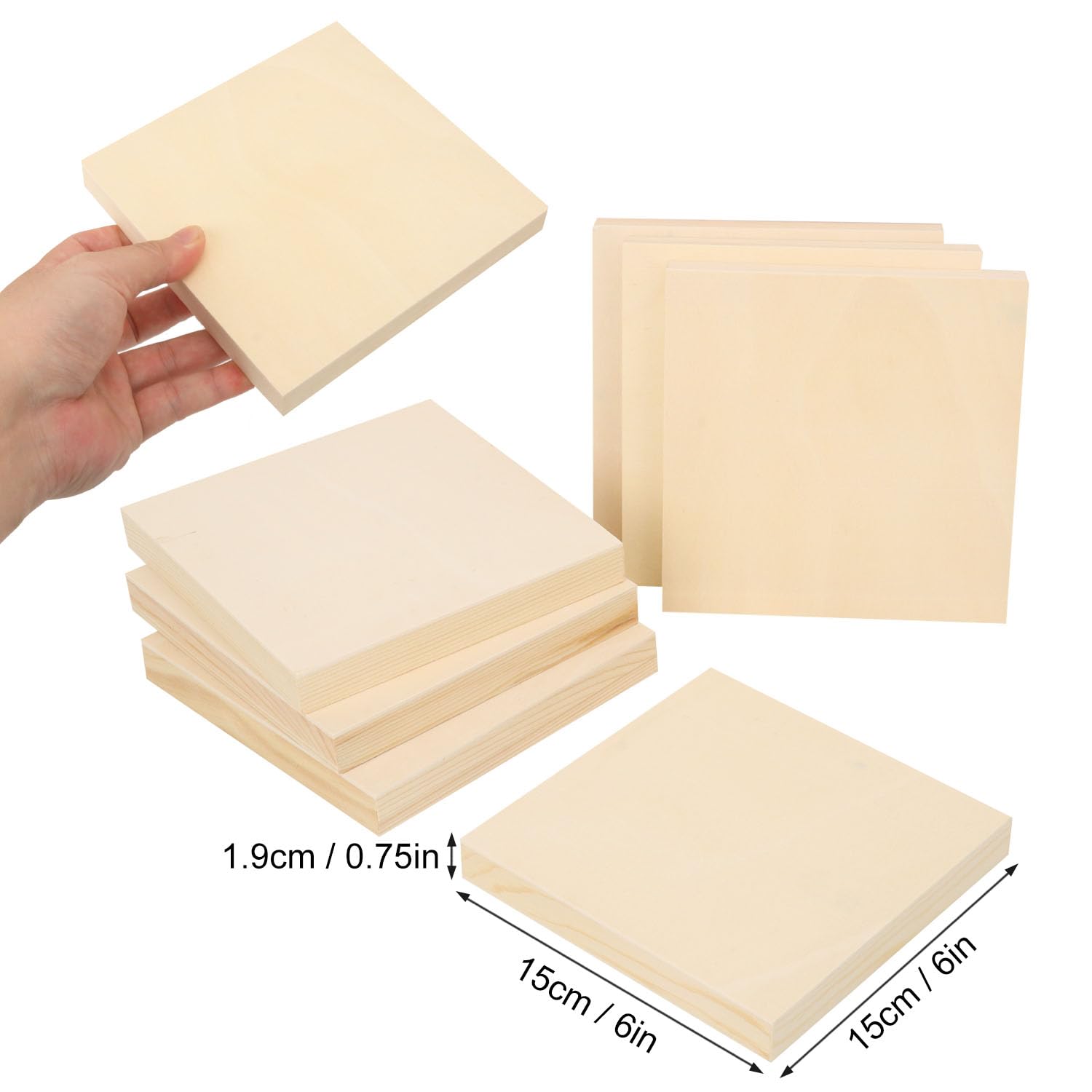 30 Stück 6 x 6 quadratische Holztafeln – unfertige Holz-Leinwandbretter zum Malen, quadratische Holzplatten zum Malen von Leinwand, DIY-Projekten, Acryl- und Ölgemälde