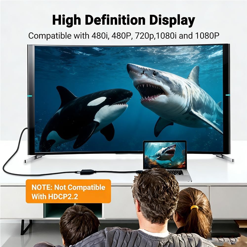 Cable adaptador HDMI divisor 1 en 2 salidas, divisor HDMI macho a HDMI doble hembra de 1 a 2 vías para HD, LED, LCD, TV, compatible con dos televisores del mismo tamaño al mismo tiempo, solo el espejo