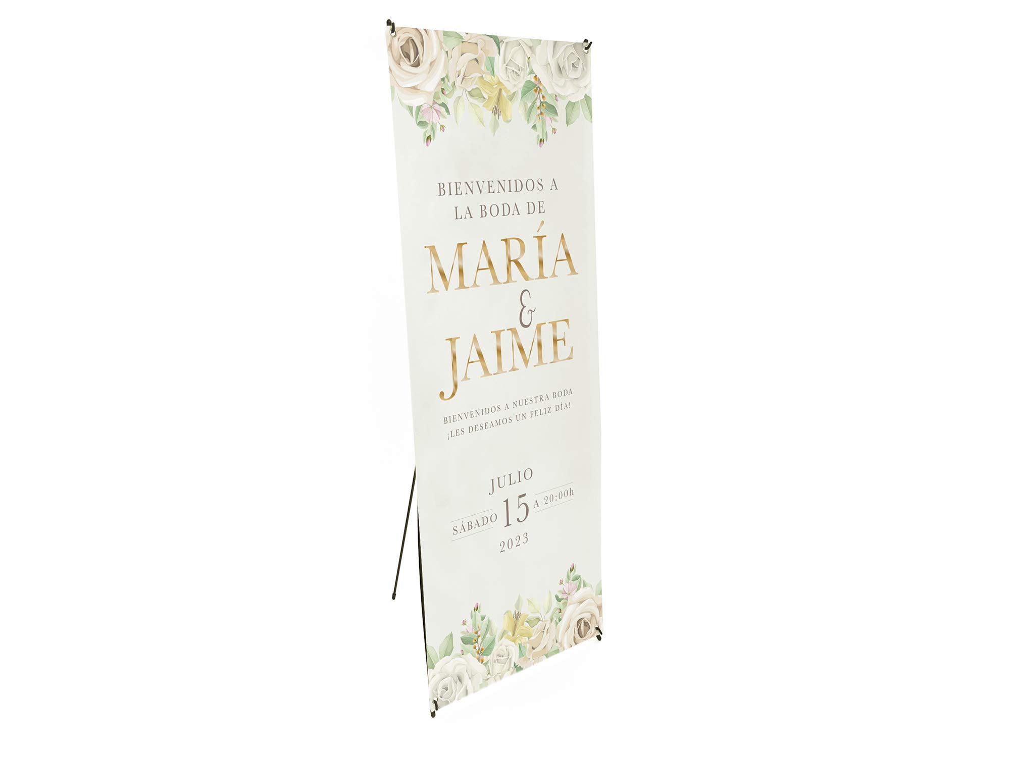 Oedim Photocall Flexible Personalizado para Bodas | 85x200cm | Fabricado en Lona Impresa a Todo Color | Montados sobre Banners con Soporte X