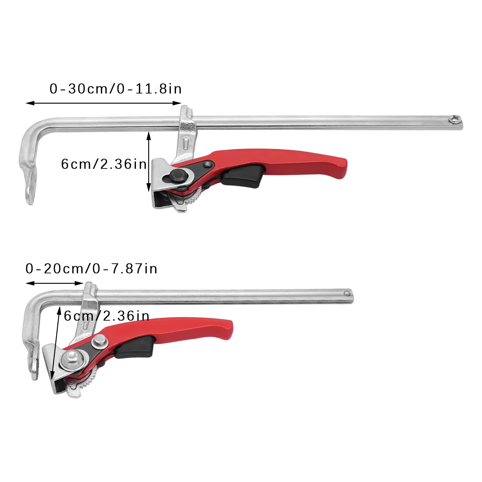 Pinza de sujeción manual roja de liberación rápida, carraca rápida, abrazadera de guía de sierra, abrazadera de mesa, fuerza de sujeción de 180 kg, para carpintería, construcción naval