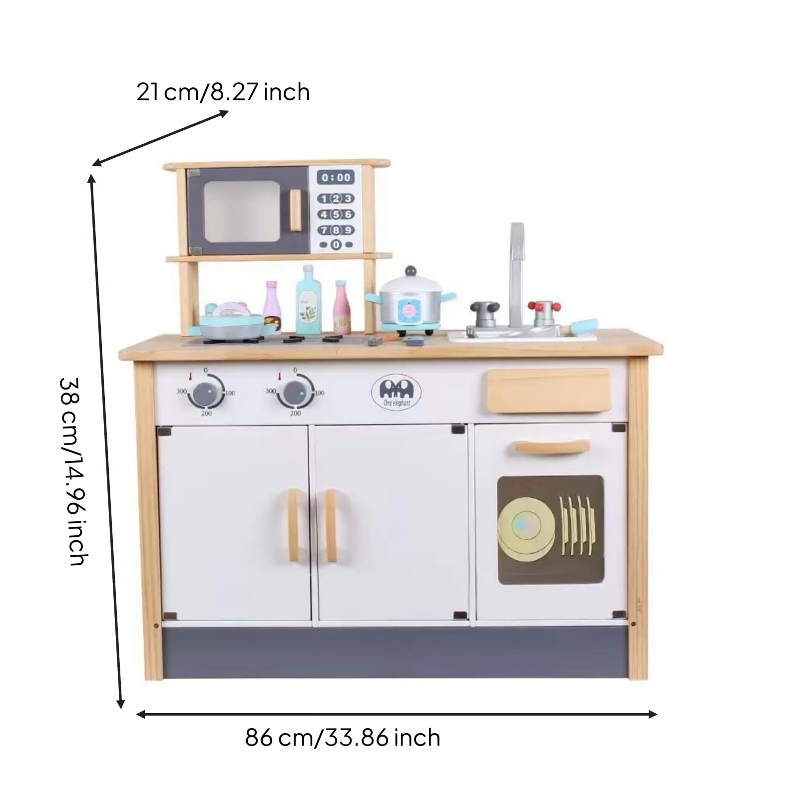 Cocina Juguete Estante y Armario Inferior con Puertas Incluye Utensilios Colgantes para Cocinar Acuado para Niños y Niñas en Habitación Infantil
