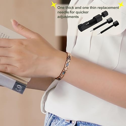 Miniatura 3 de MagEnergy Pulsera magnética para mujer, pulsera magnética de acero de titanio con herramienta de tamaño, regalos de joyería ajustable