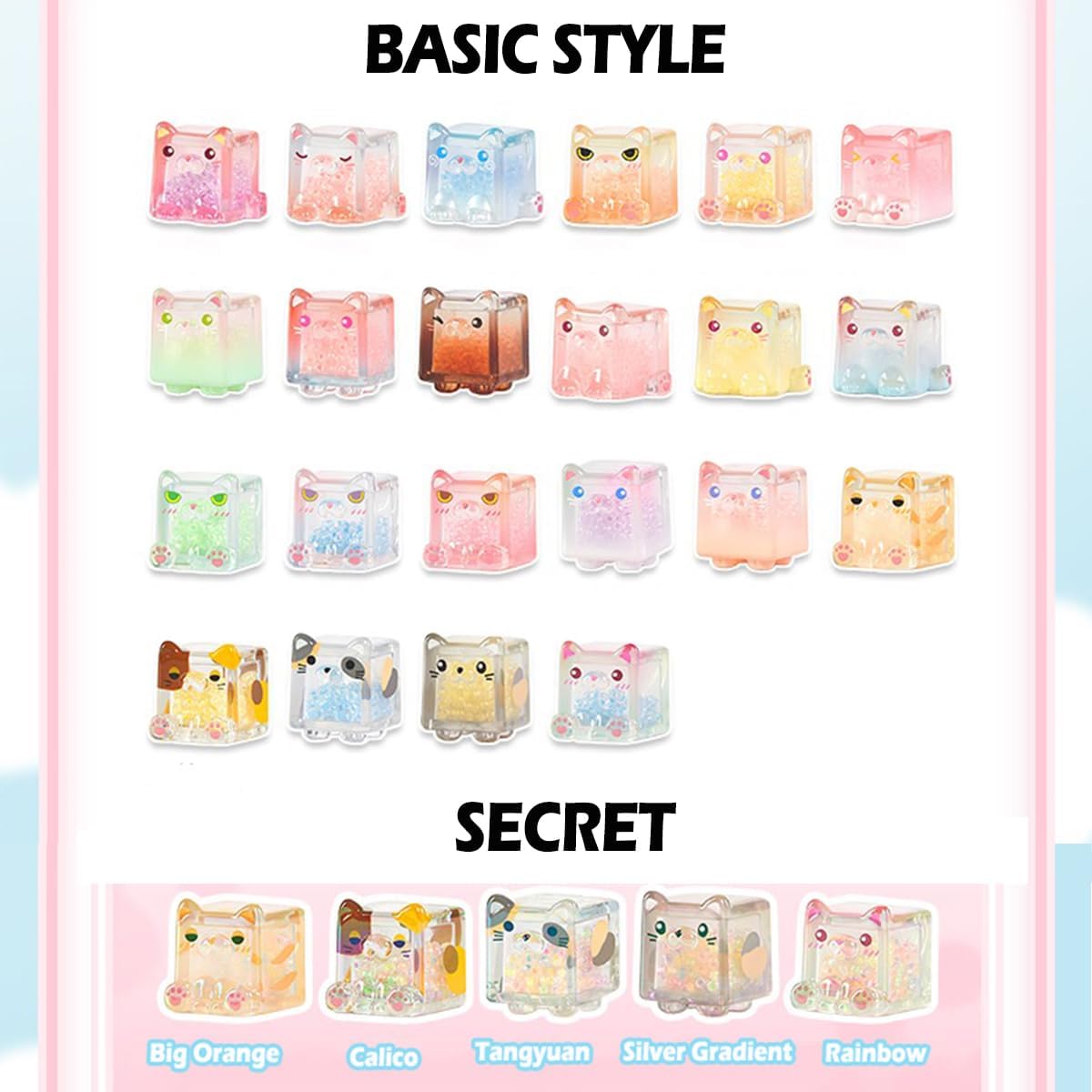 Aven Rabbit Square Cat Series Blind Box Action Figures Mystery Box Cute Random Toys Birthday Gift Christmas Collectible Toy for Desktop Ornaments, 1PC